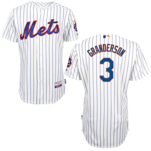 Curtis Granderson New York Mets #3 White(Blue Stripe) Home Cool Base Stitched MLB Jersey