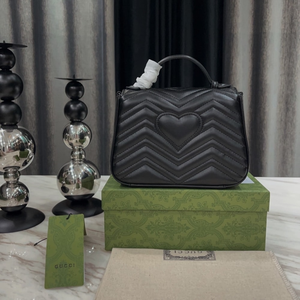 Gucci Gg Marmont Small Top Handle Bag Black 21Cm 702563 Dtdfv 1000