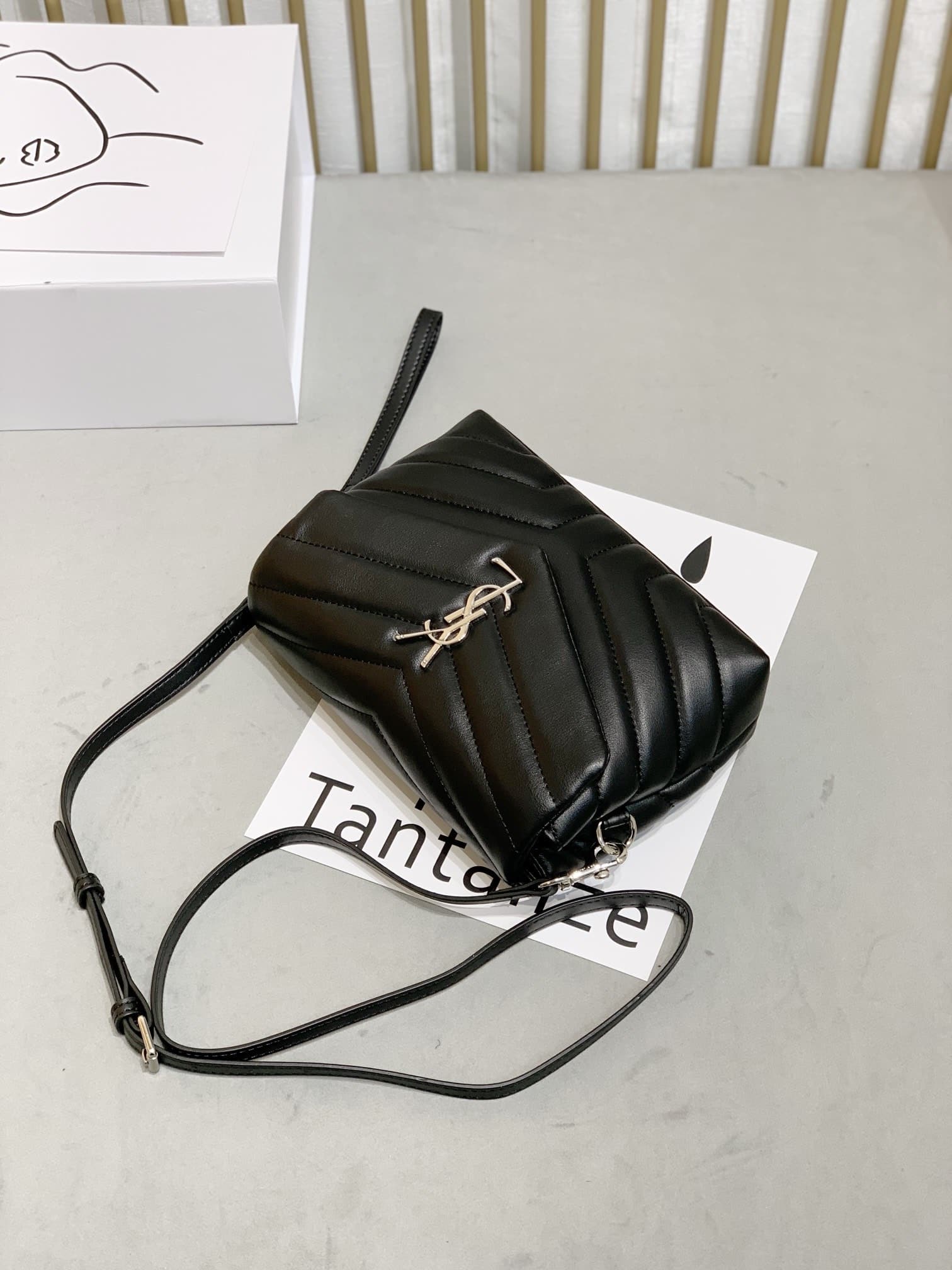 Saint Laurent Loulou Toy Strap Bag In Quilted Y Leather Black