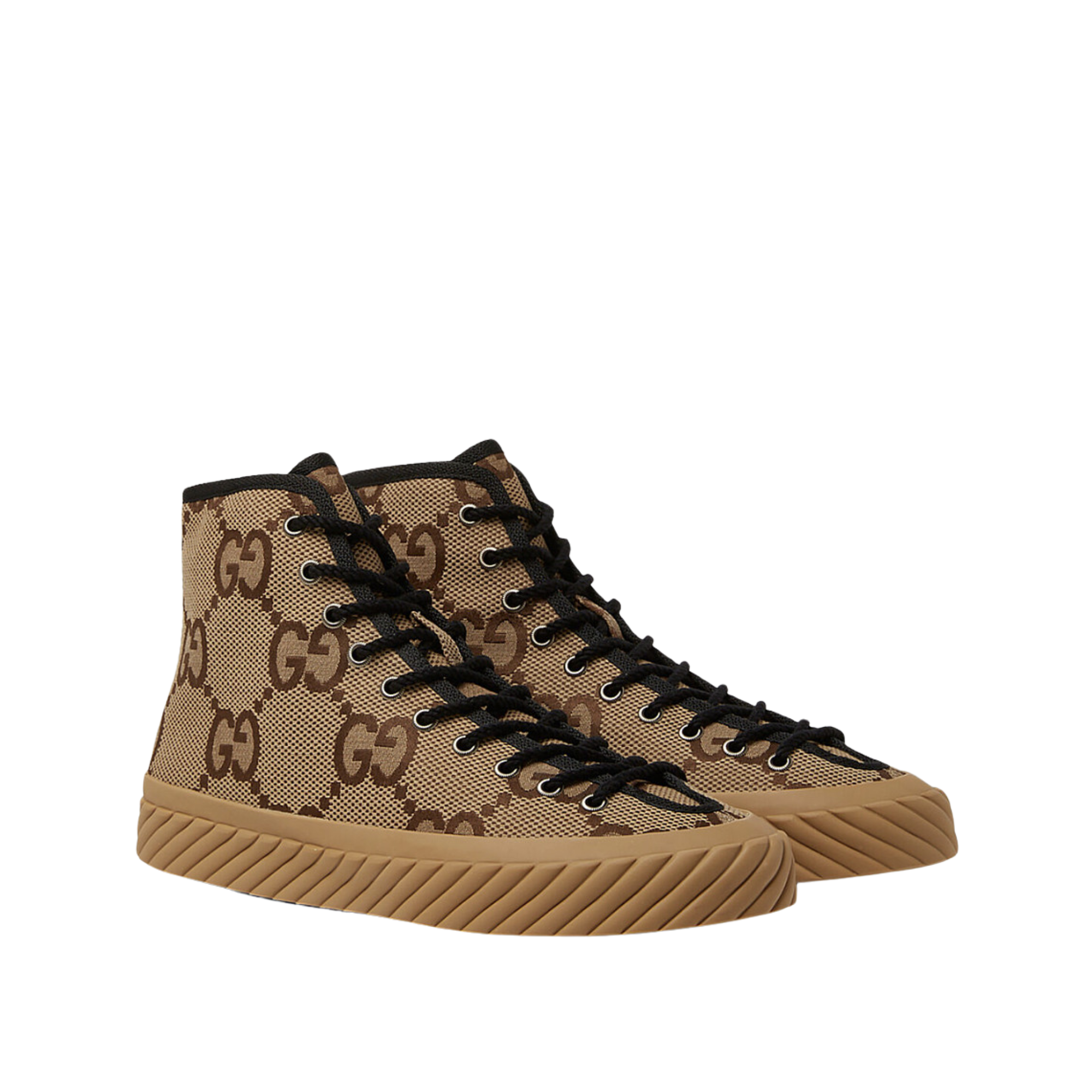 Gucci All Over Gg Logo High Top Sneakers Brown