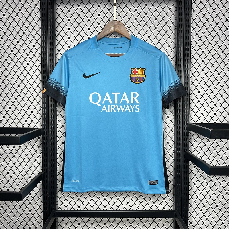 Retro 2015-16 Barcelona Away MESSI PIQUE XAVI A.INISTA SUAREZ NEYMAR JR  Football jersey retro
