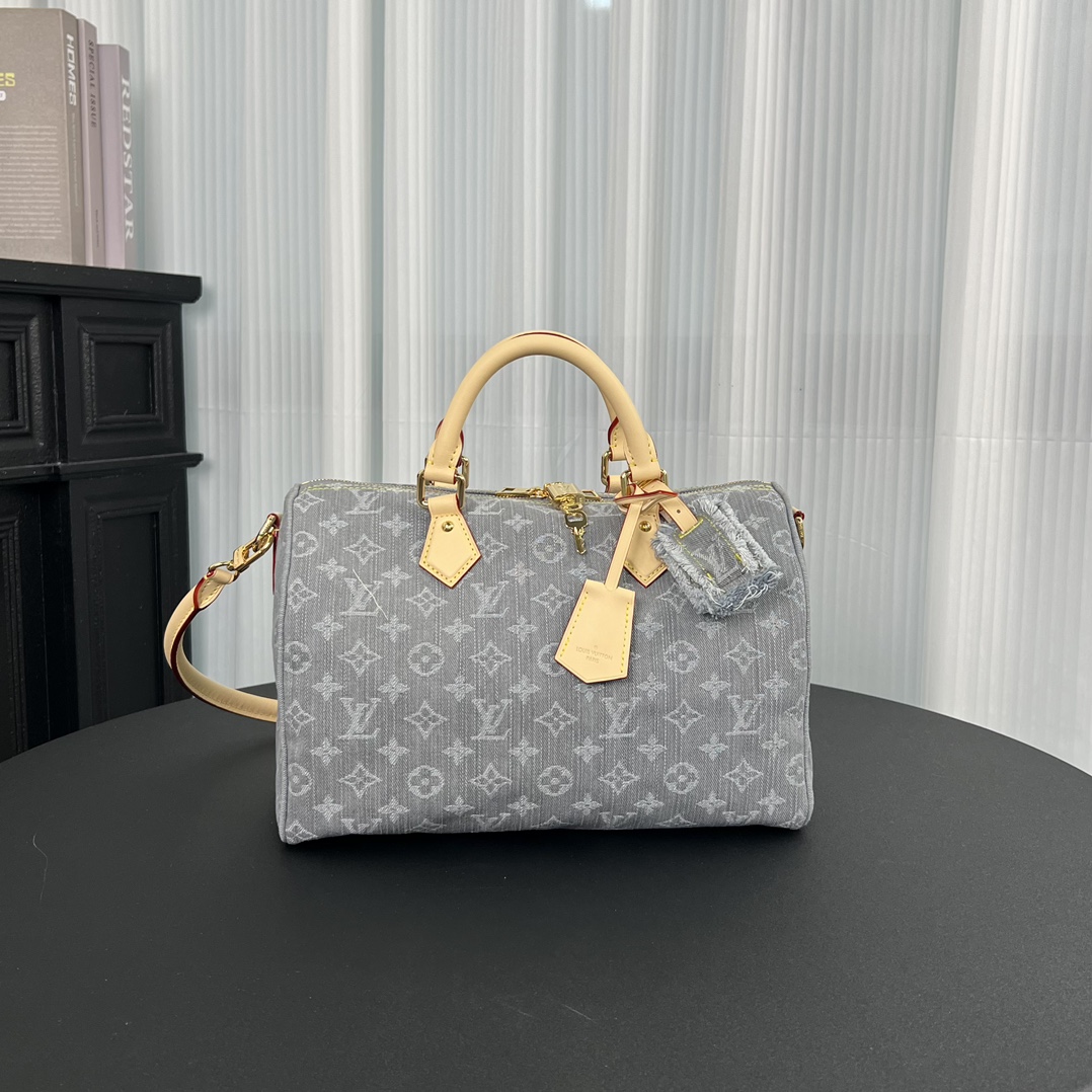 Louis Vuitton LV Speedy Soft 30 Monogram Denim Bag in Grey 30cm/ 11.8 in