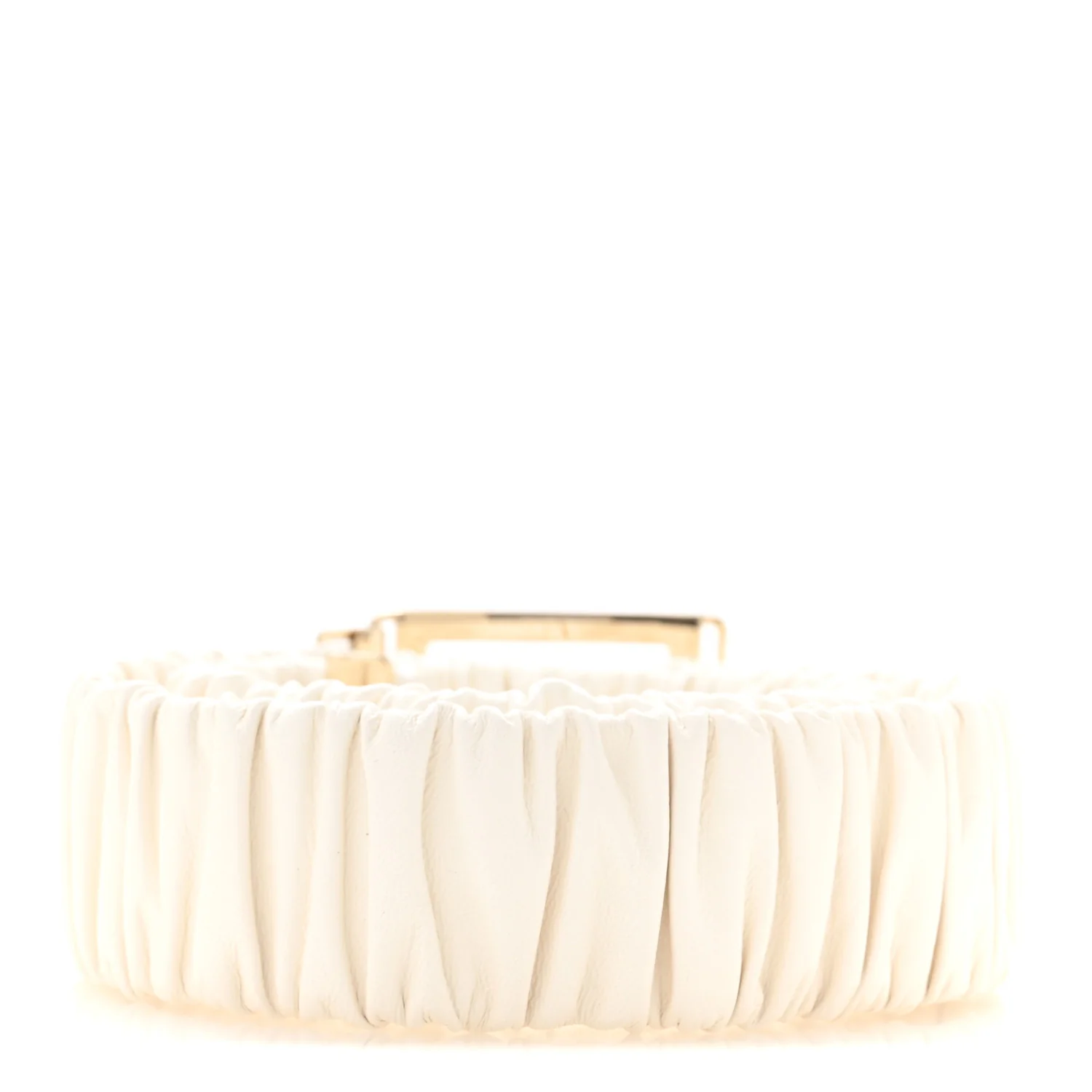 Lambskin Ruched CC Belt 80 32 White