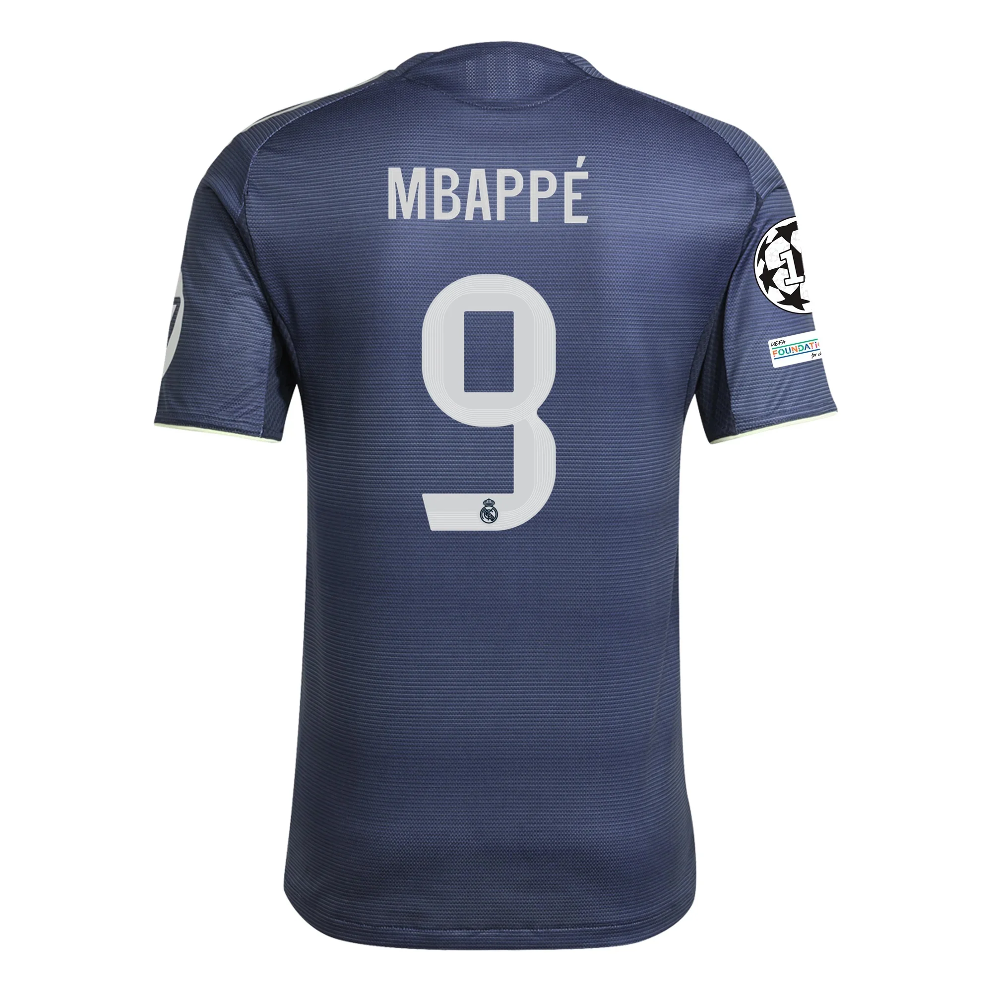 adidas Kylian Mbappé Real Madrid Authentic Away Jersey 25/26 w/ Champions League Patches (Legend Ink