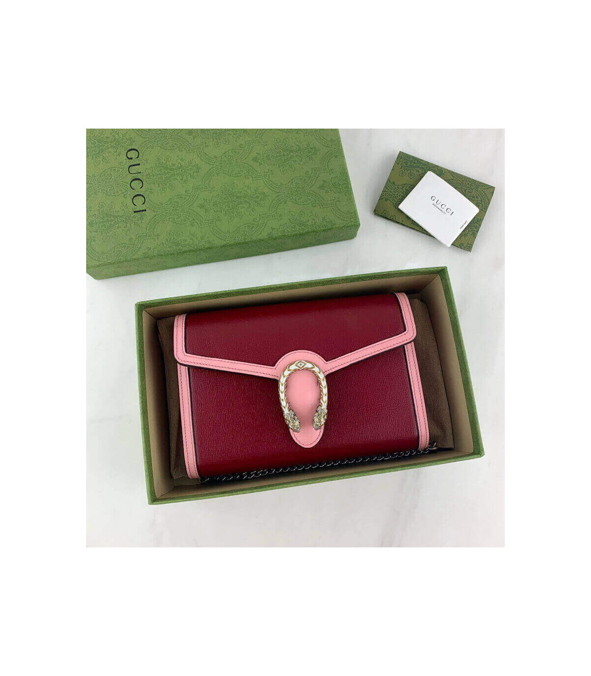 Gucci Dionysus Mini Chain Bag in Red and Pink Leather 20cm
