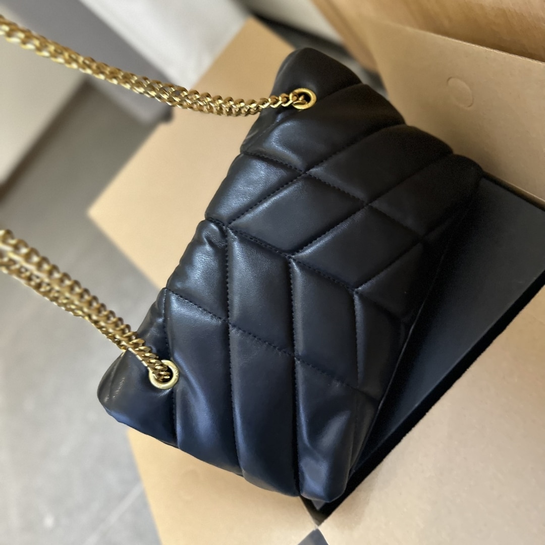 Saint Laurent Loulou Puffer Small Shoulder Bag In Black 28Cm