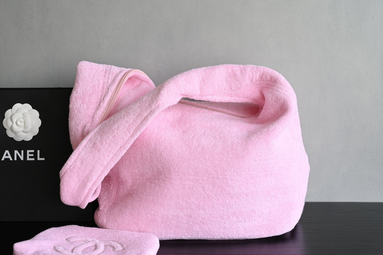 Coco Beach Hobo Tote Bag with Pouch in Pink Terry Cotton (Model A82901)