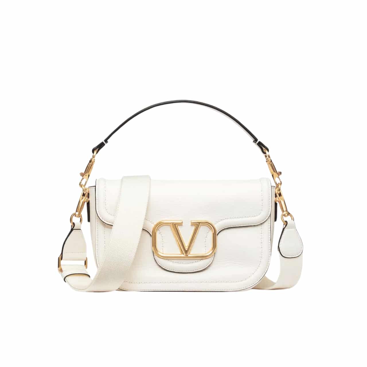 Valentino Garavani Alltime Grainy Calfskin Shoulder Bag White 23Cm 4W2B0N20Imz 098