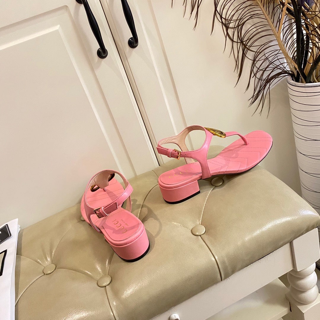 Gucci Double G Sandal Leather Pastel Pink 674840 Bko00 5815