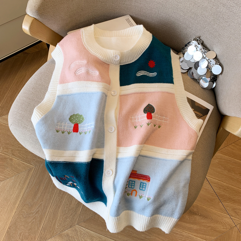 Sweet spring sleeveless retro waistcoat for women