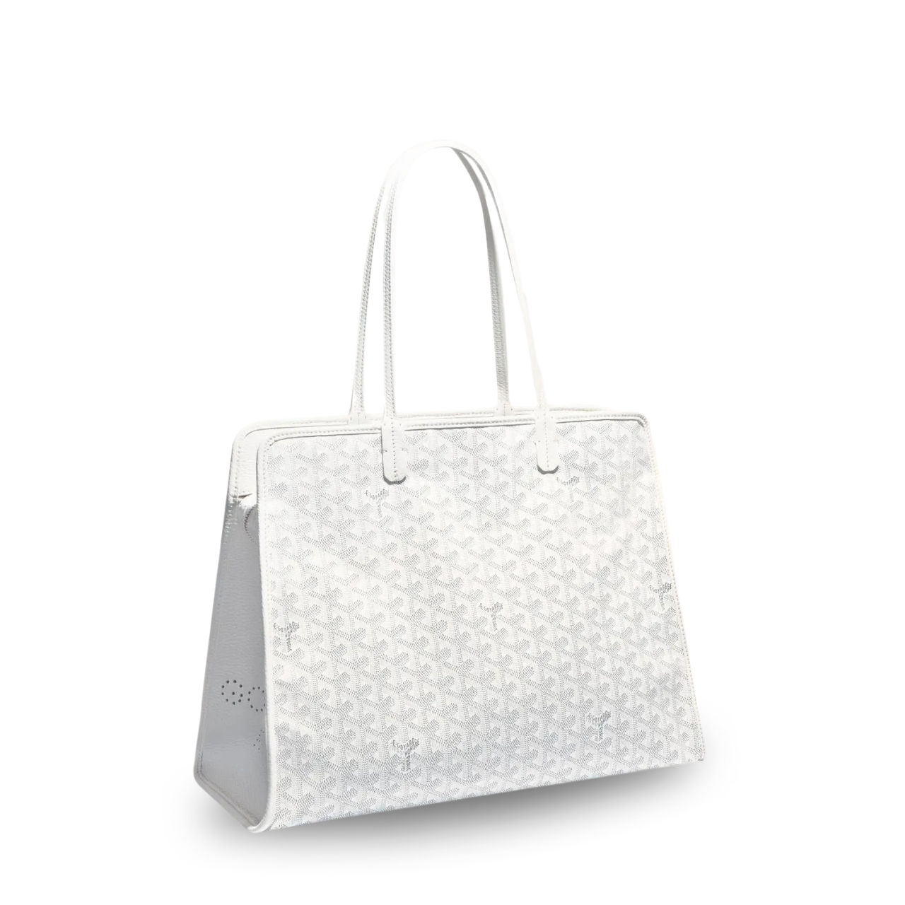 Goyard Hardy Pm Bag 40 Cm White Goyardine Canvas And Taurillon Leather Trim