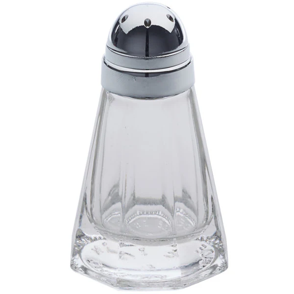 Commercial 1 oz Glass Salt and Pepper Shaker with Chrome Plated Cap
