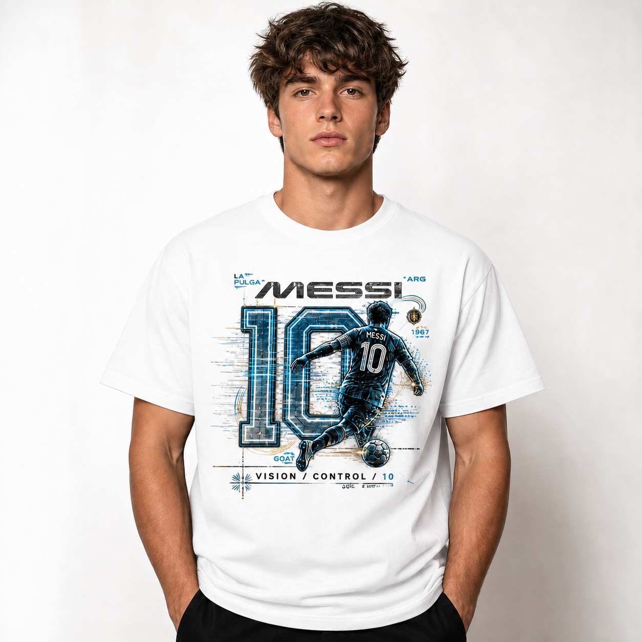 Messi World Cup Printed T-Shirt Unisex Loose Fit T-Shirt 100% Cotton Soft Comfortable Summer Casual Printed Top