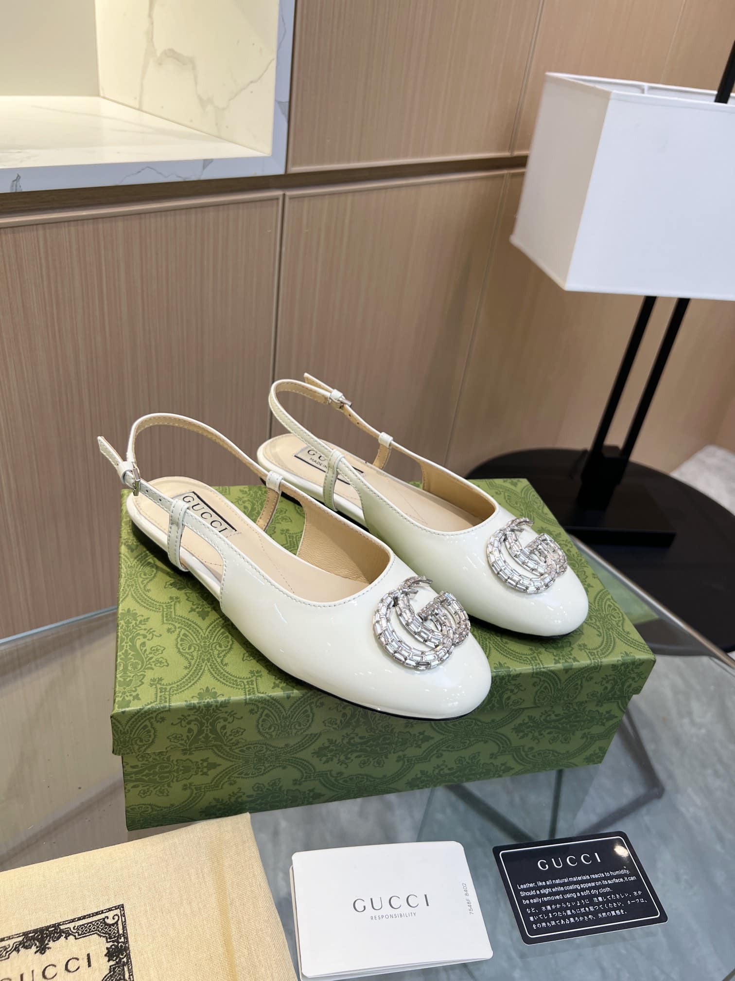 Gucci Gg Crystal Slingback White