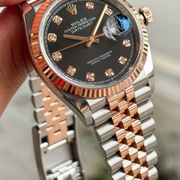 [Superclone] Rolex Datejust 36mm Bright Black Dial Everose Jubilee 126231