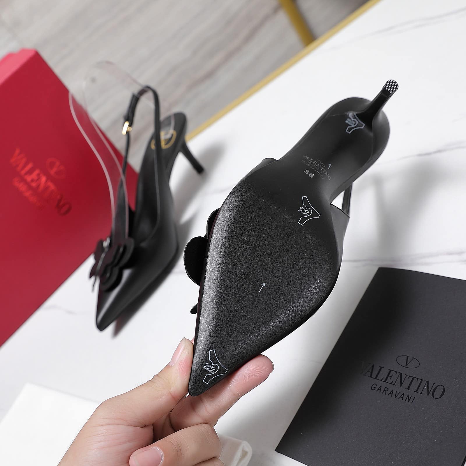 Valentino Garavani Papier Phalène Slingback Pumps Black