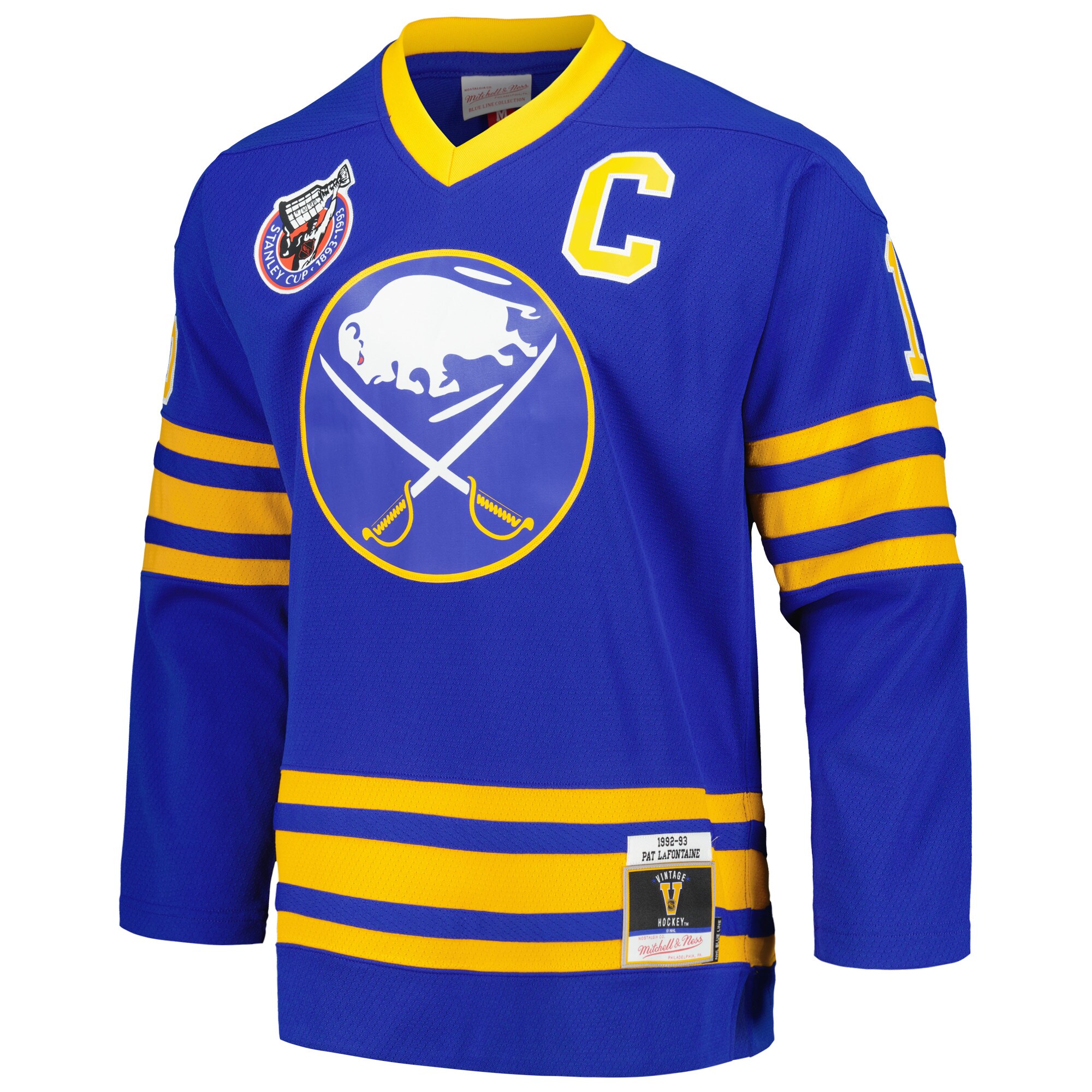 Pat LaFontaine Buffalo Sabres Mitchell & Ness Captain Patch 1992/93 Blue Line Player Jersey – Royal