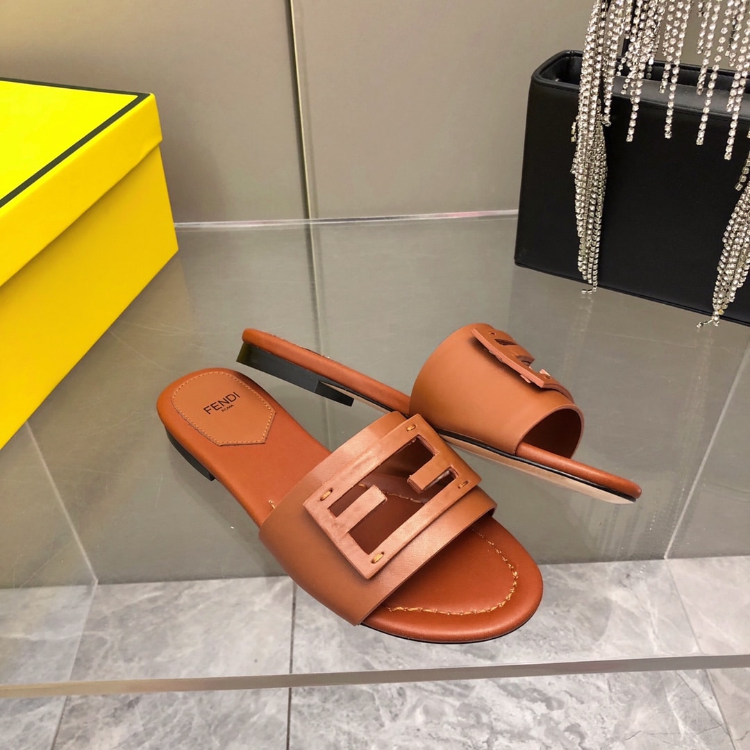 Fendi Baguette Brown Leather Slides 8R8136Ae7Tf1C4R