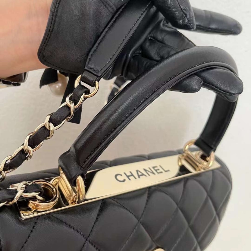 Chanel Flap Bag With Top Handle Black 25cm A92236 Y60767 94305