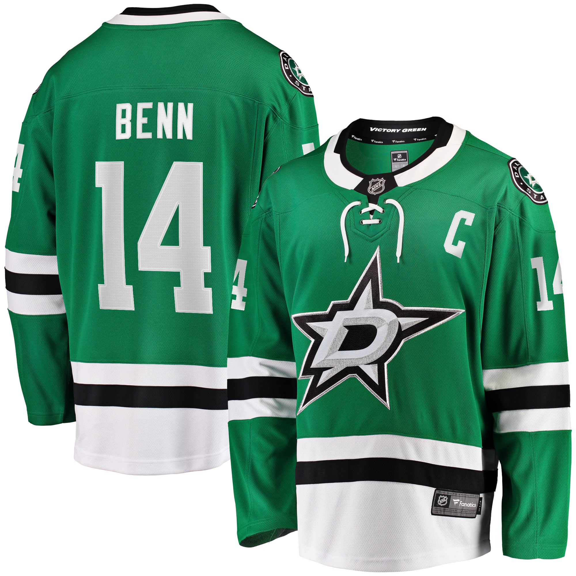 Jamie Benn Dallas Stars Fanatics Captain Patch Home Breakaway Jersey – Kelly Green
