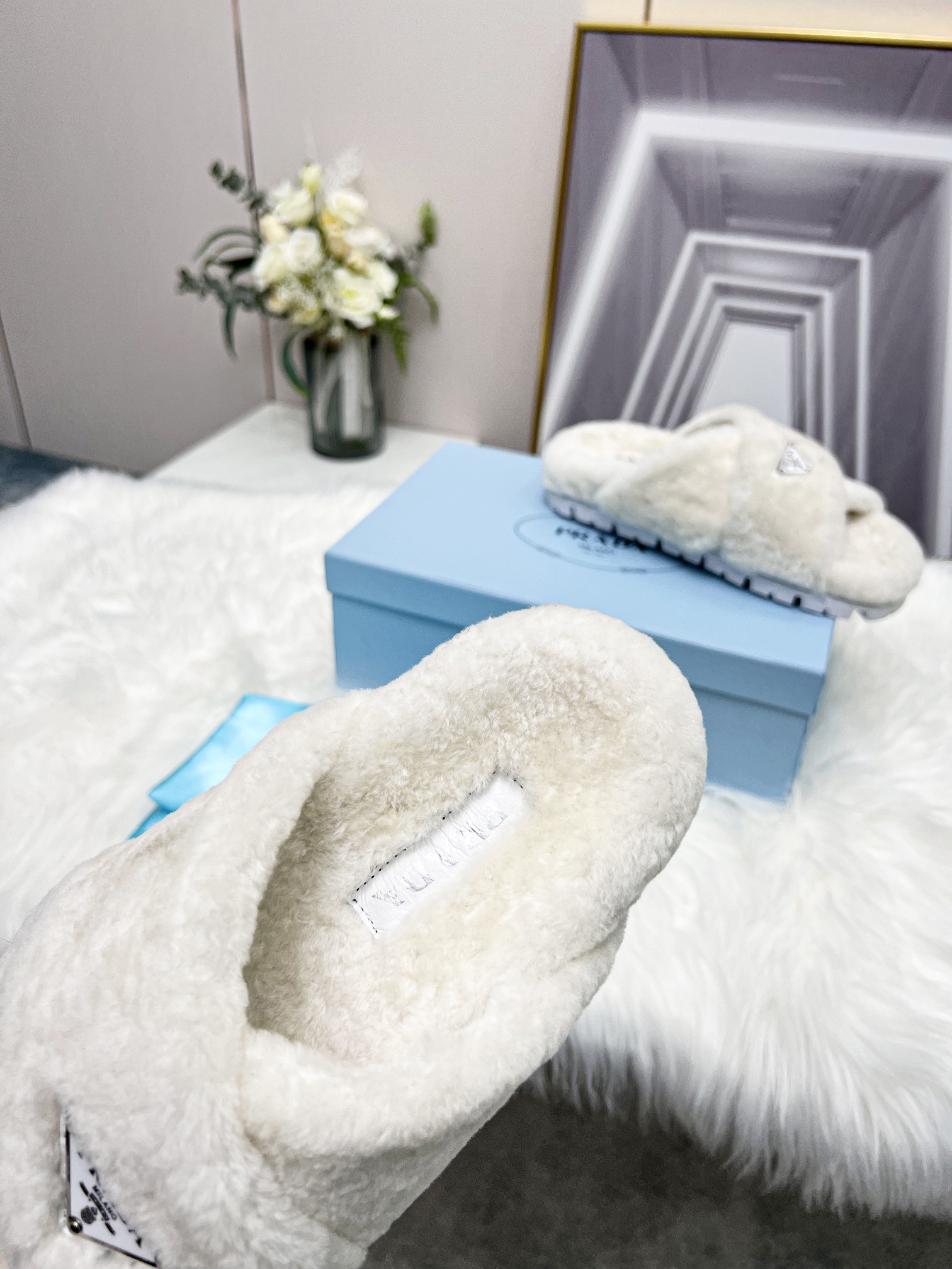 Prada Petal White Terrycloth Sippers