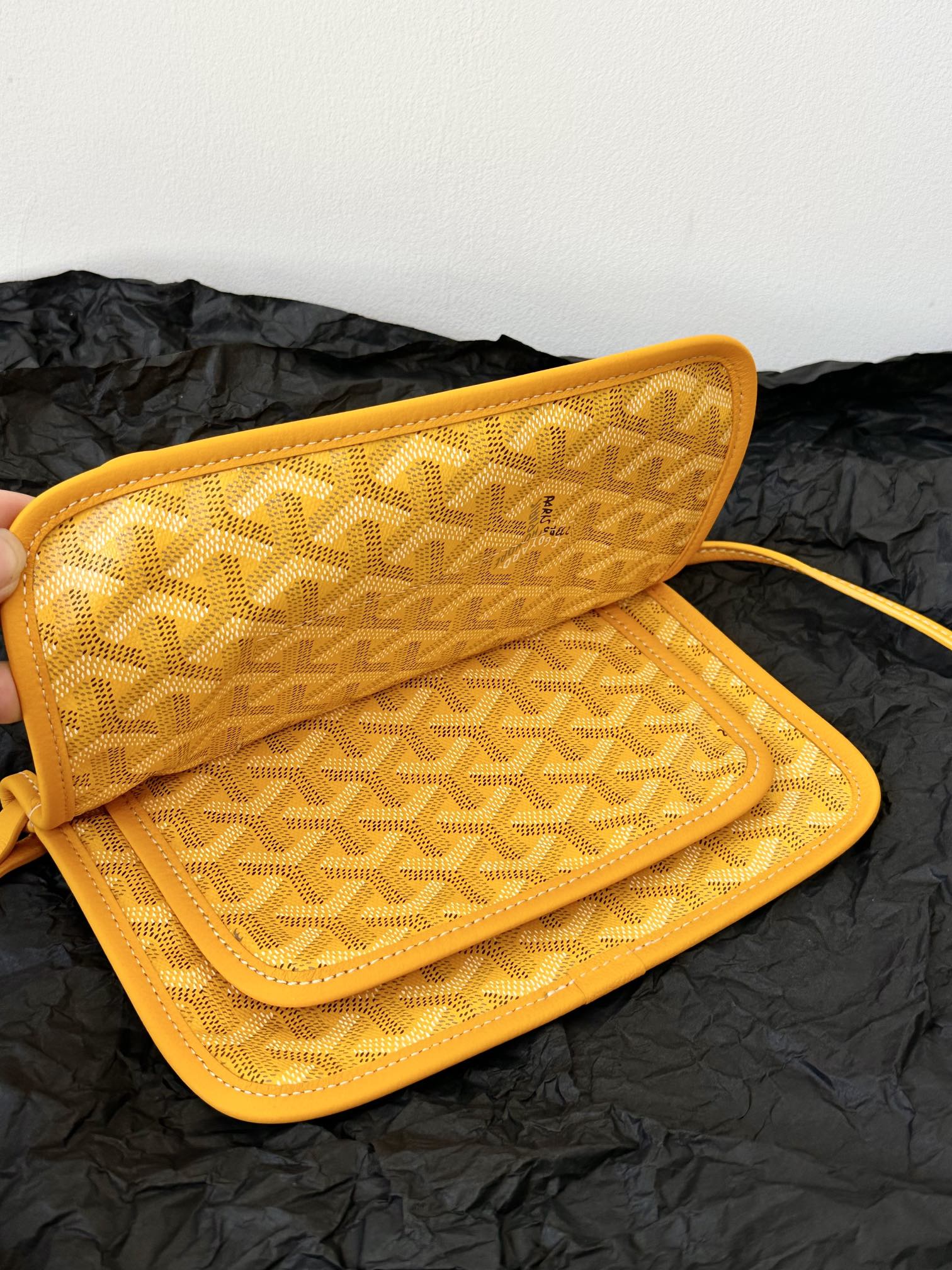 Goyard Plumet Pocket Wallet 20cm Yellow Goyardine Canvas And Lambskin Trim