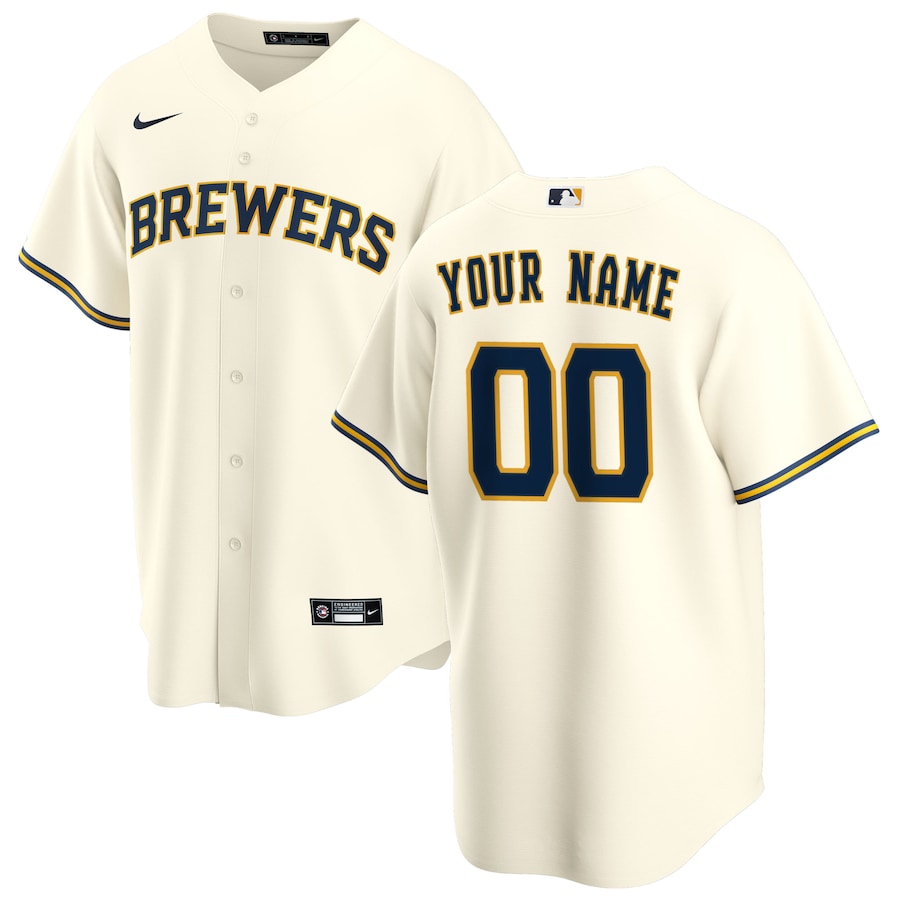 Milwaukee Brewers Home Custom Jersey Cream