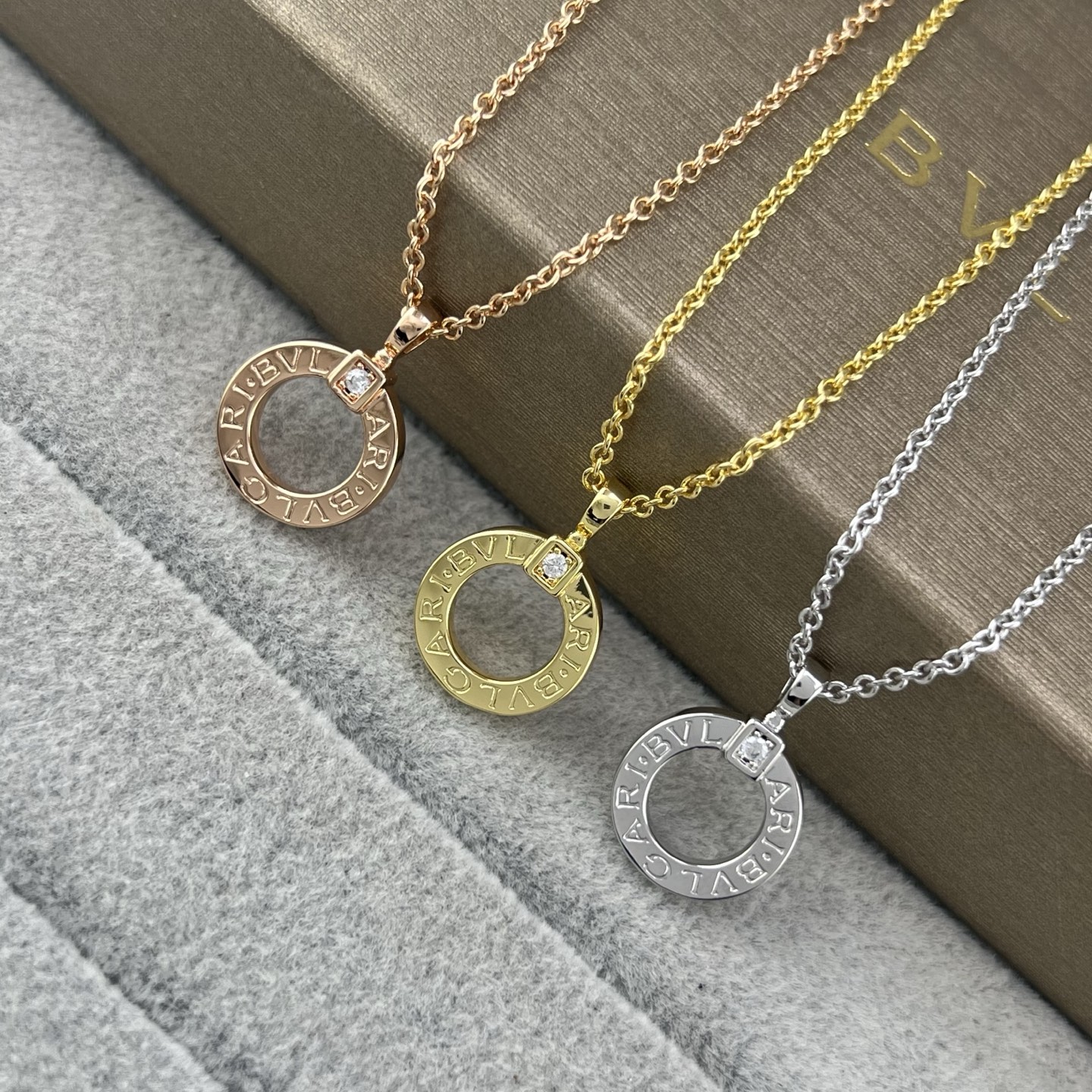 Circle BV letter pendant necklace