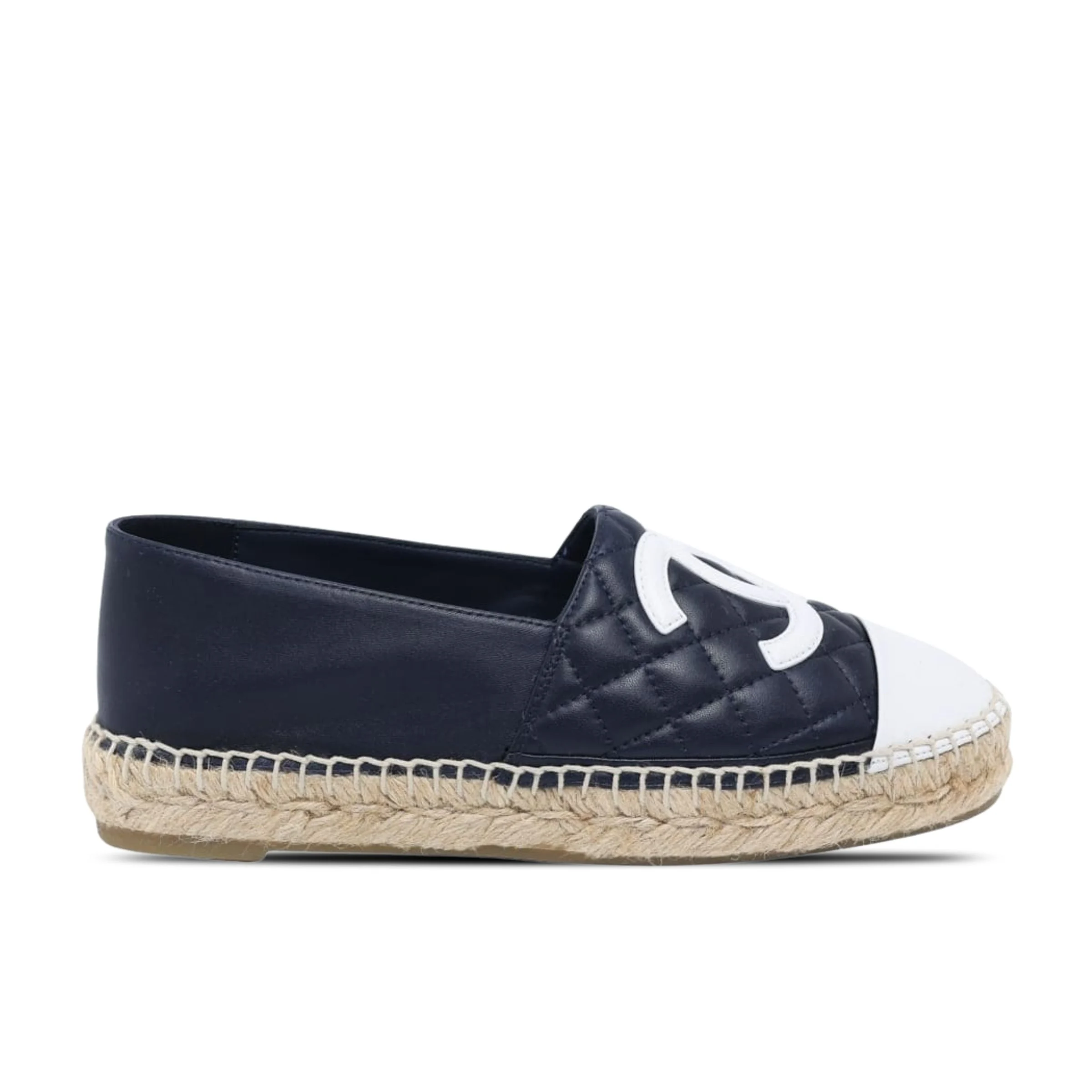 Chanel Cc Espadrilles Slip On White Black