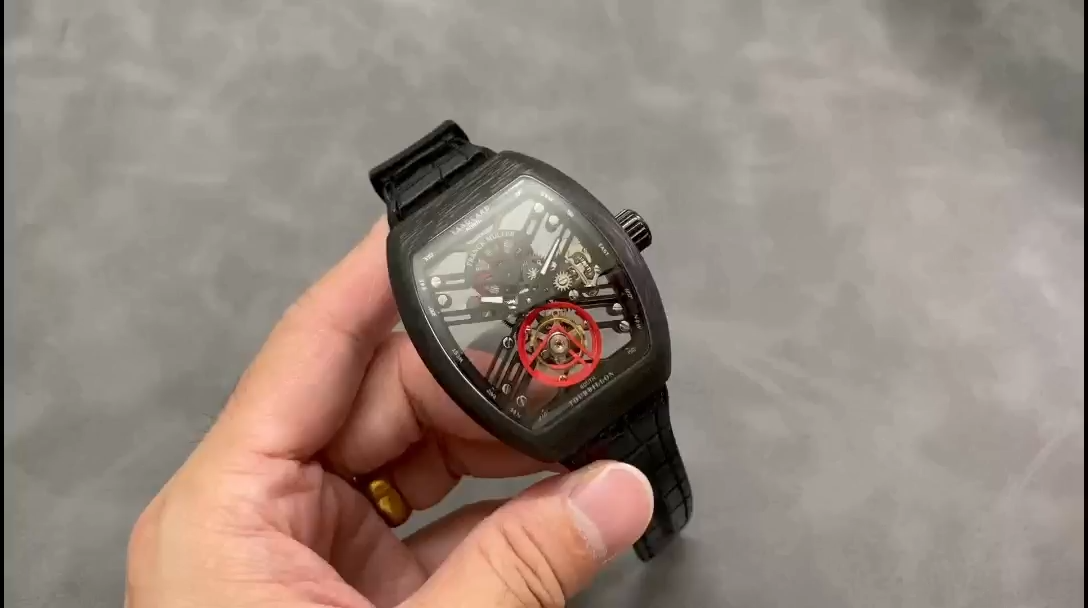 【Super Clone】Franck Muller Skeleton V45 T SQT Black Strap 35.6mm×40.6mm