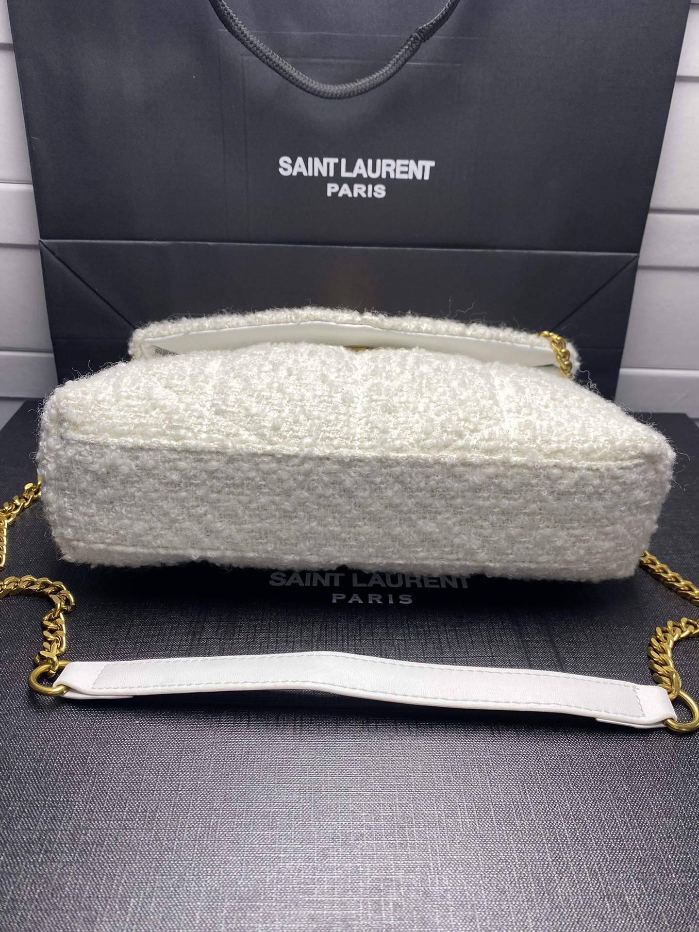 Saint Laurent Small Loulou Boucle Bag White 23Cm