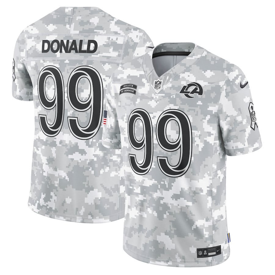 Aaron Donald 99 Los Angeles Rams 2024 Salute to Service Retired Player Limited Men Jersey - Arctic Camo
