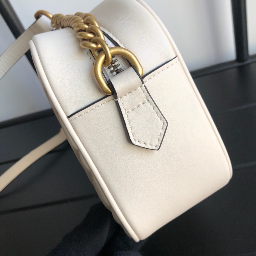 Gucci GG Marmont Small Matelassé Camera Bag White 24cm 447632 DTD1T 9022