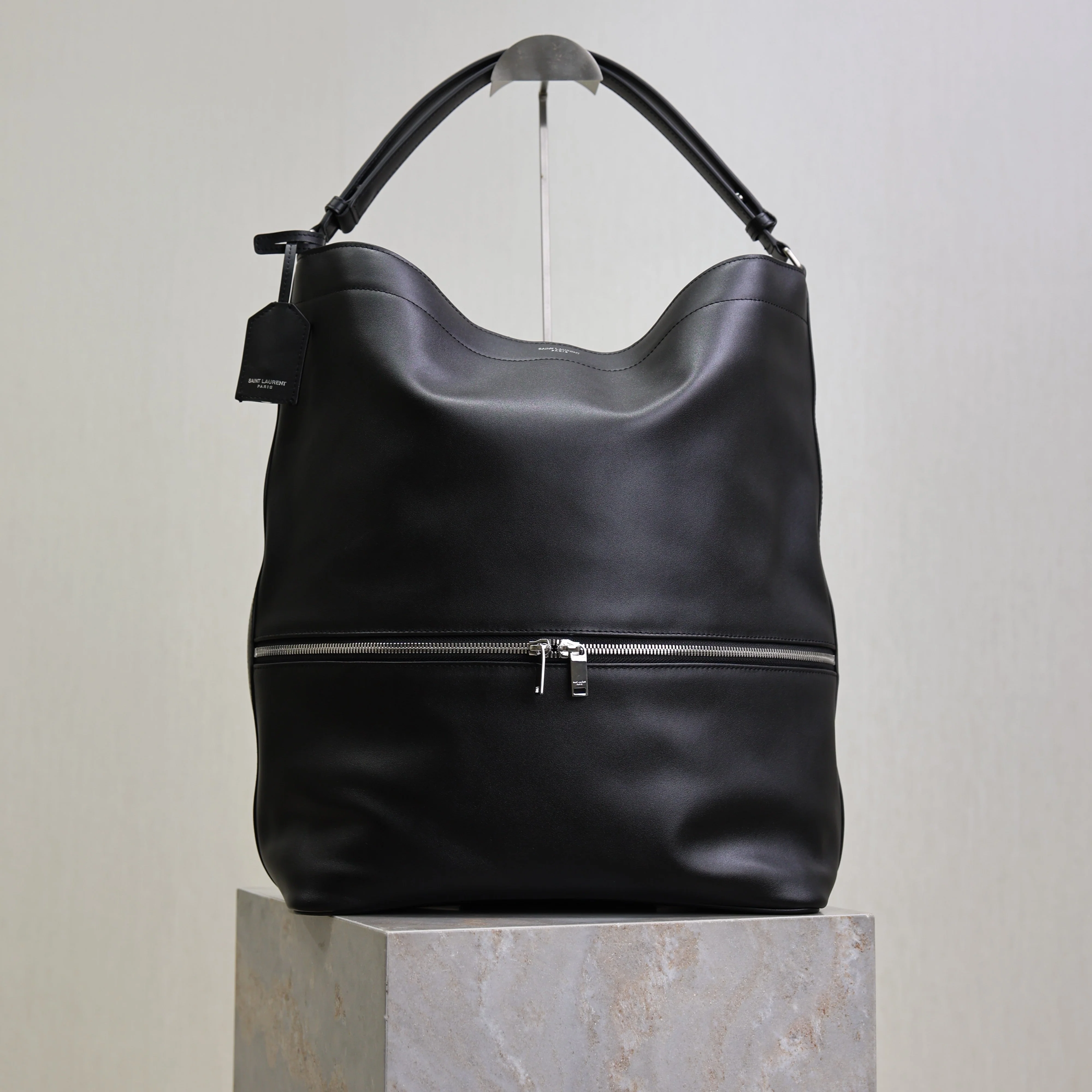 YSL Tag Hobo 31cm Black Cowhide