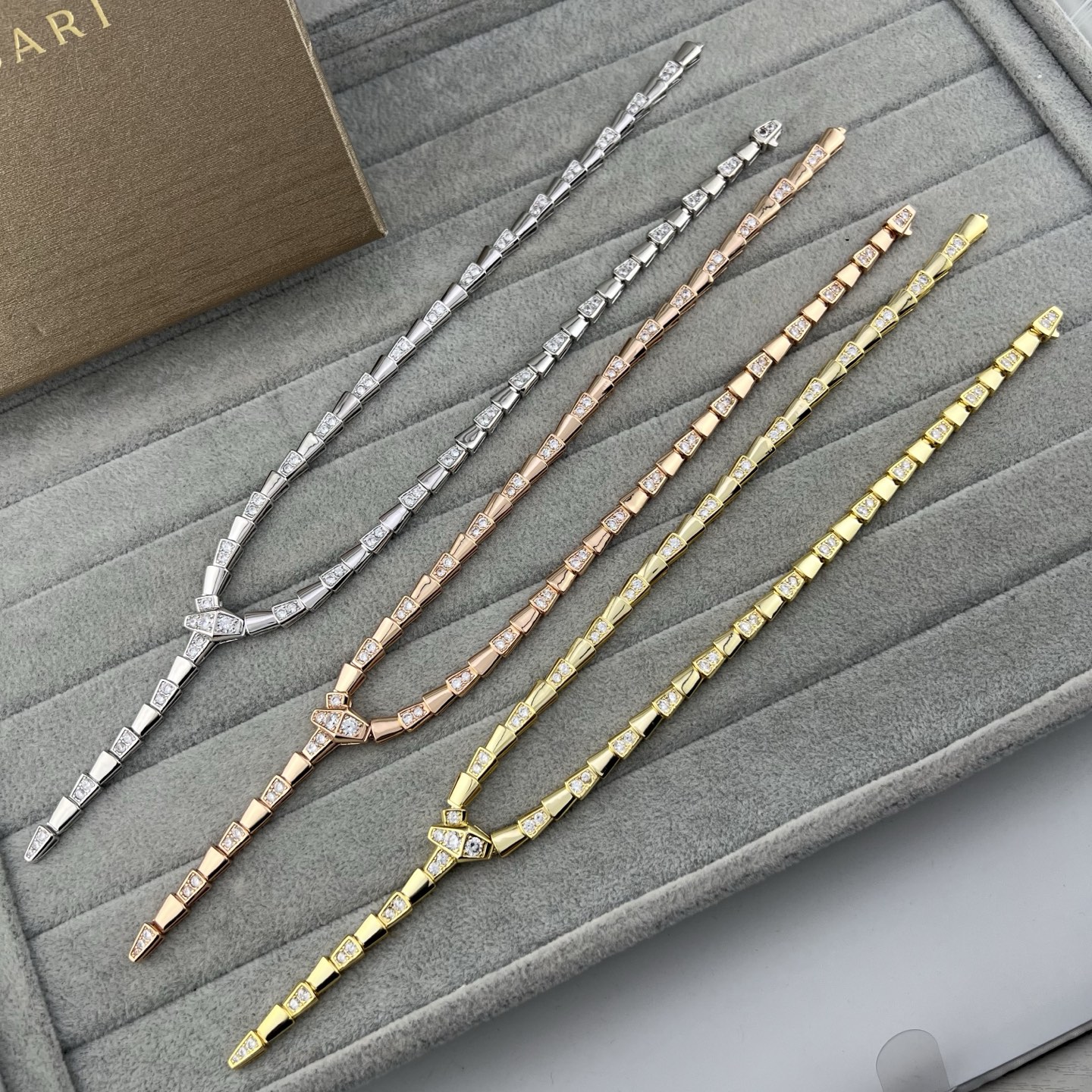 Snake bone diamond necklace
