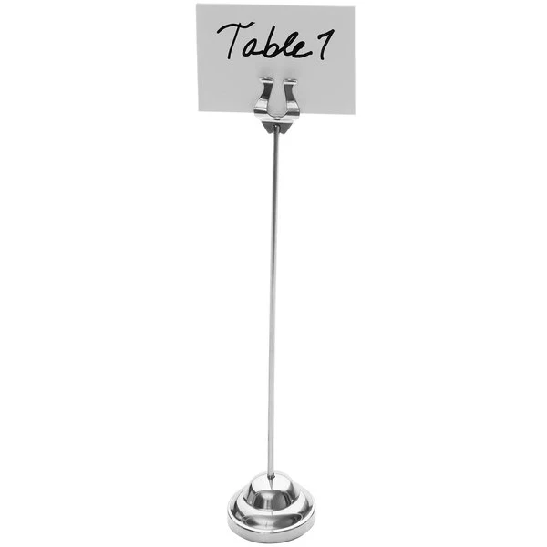 Restaurant Stainless Steel Harp Card Holder with Weighted Base