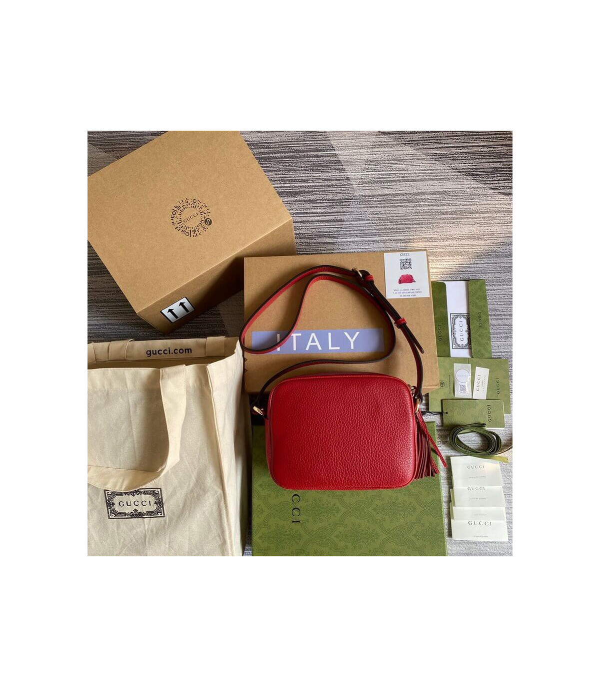 Gucci Soho Small Leather Disco Bag Red