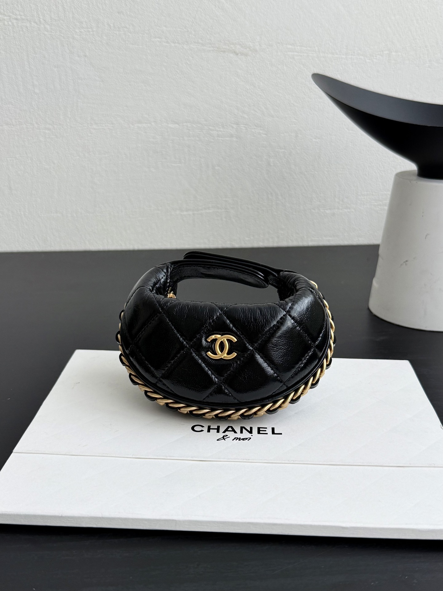 Chanel mini pouch shiny lambskin