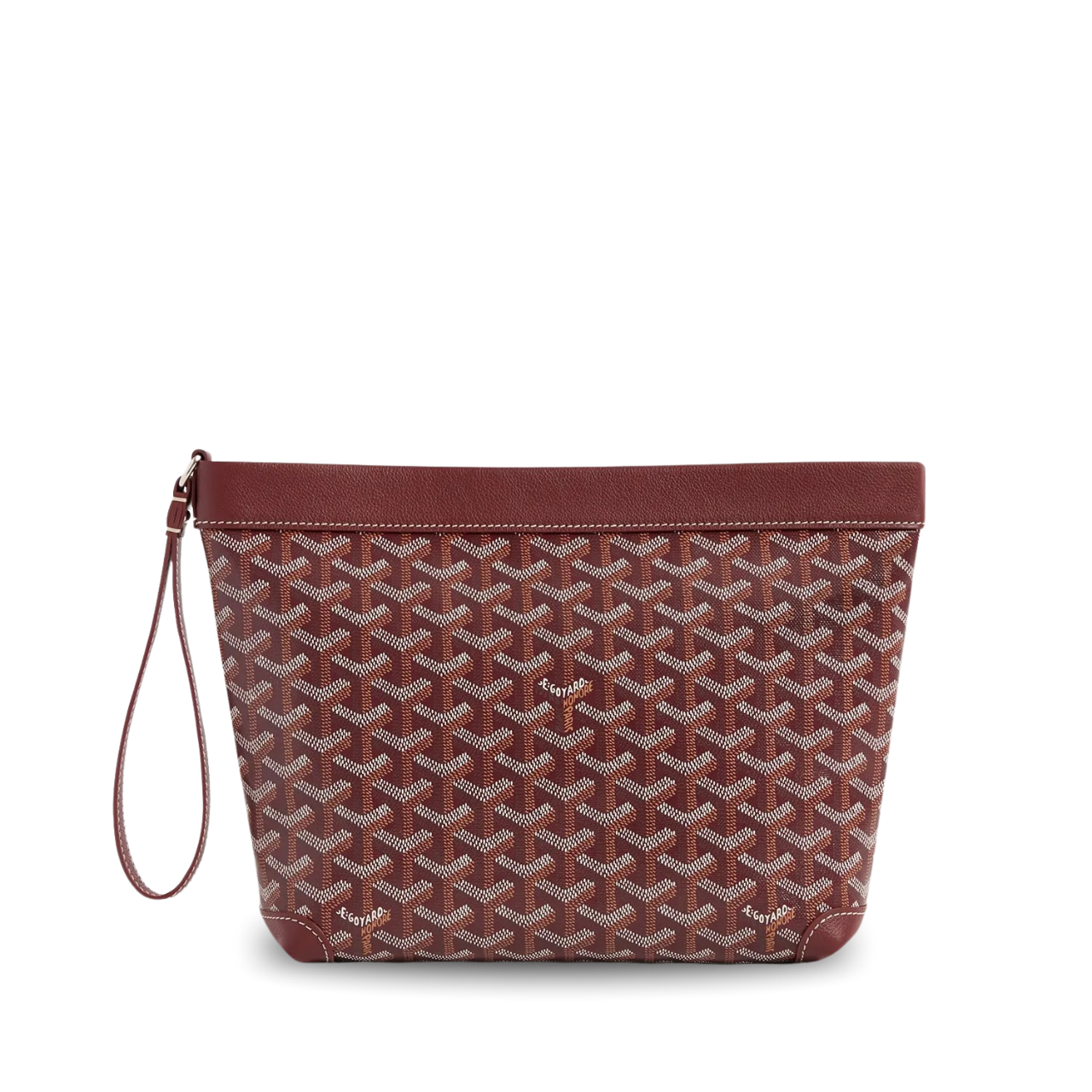 Goyard Conti Pouch 24 Cm Wine Red Lambskin And Goyardine Canvas