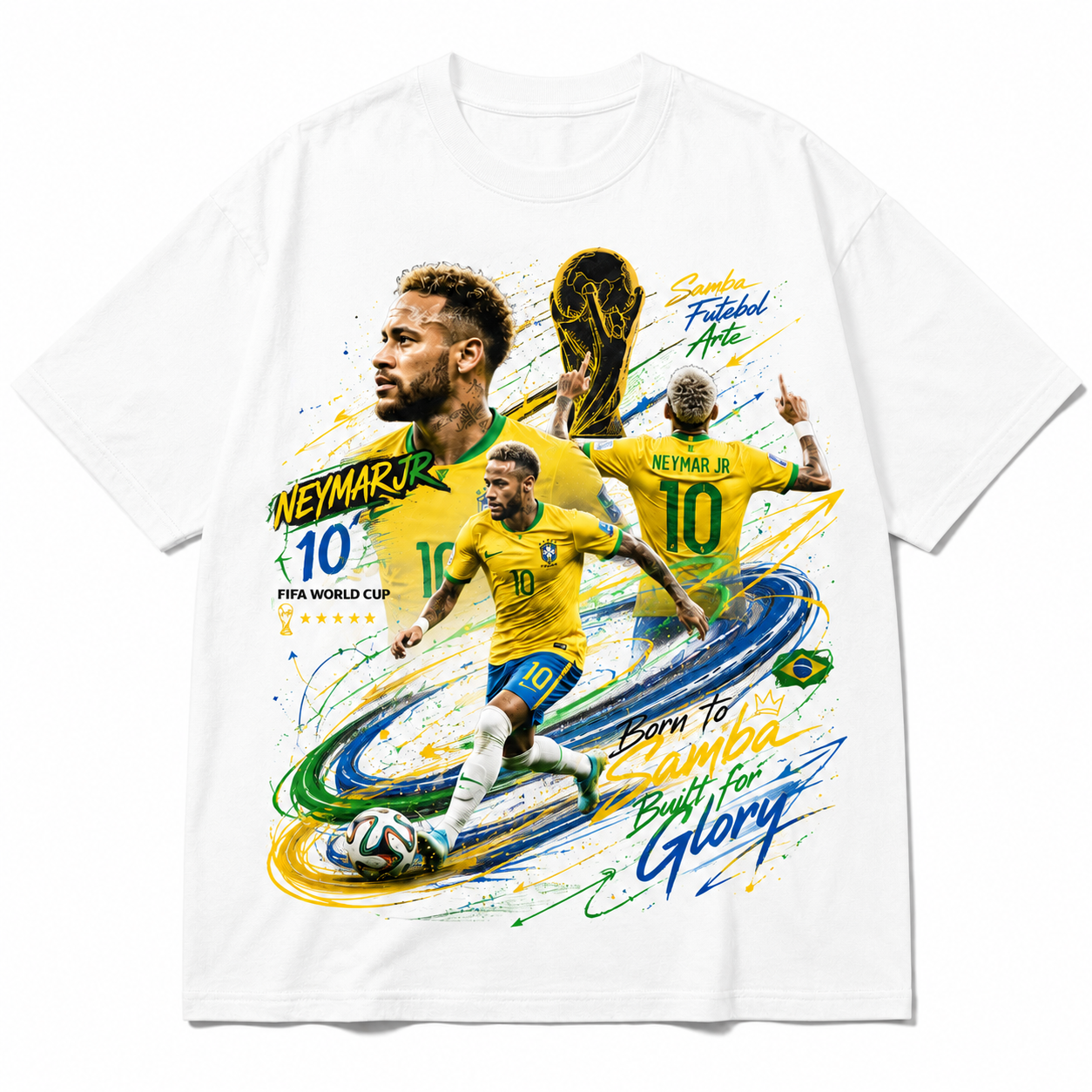 Neymar World Cup Printed T-Shirt  Unisex Loose Fit T-Shirt 100% Cotton Soft Comfortable Summer Casual Printed Top