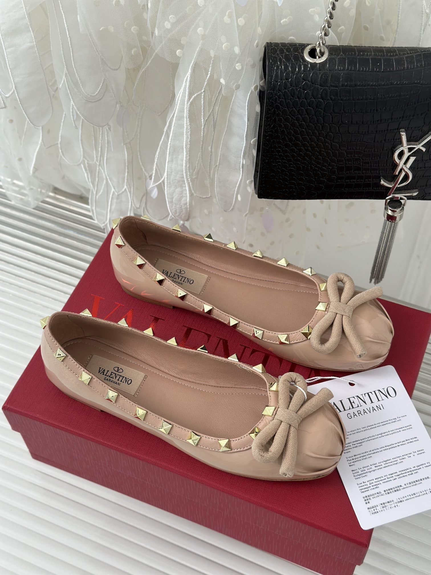 Valentino Garavani Rockstud Patent Leather Ballerina Rose Cannelle 3W2S0Hq5Vnw Gf9