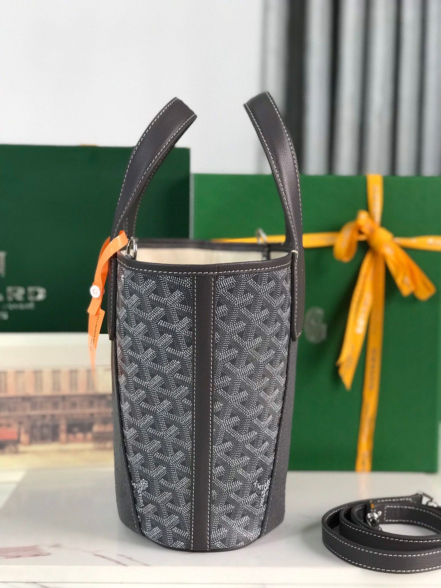 Goyard Small Belharra 24 Cm Gray Goyardine Canvas And Lambskin