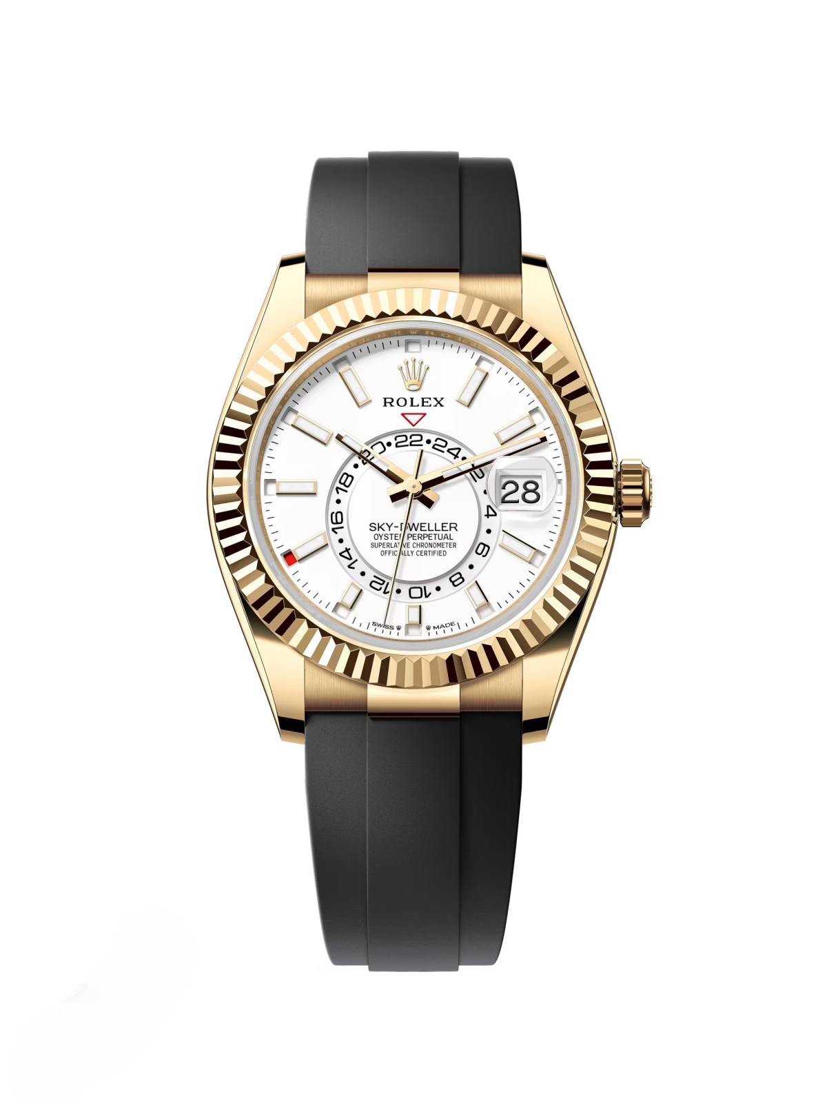 Rolex  Sky-Dweller 42mm 336238-0003 Yellow Gold White Dial Oysterflex