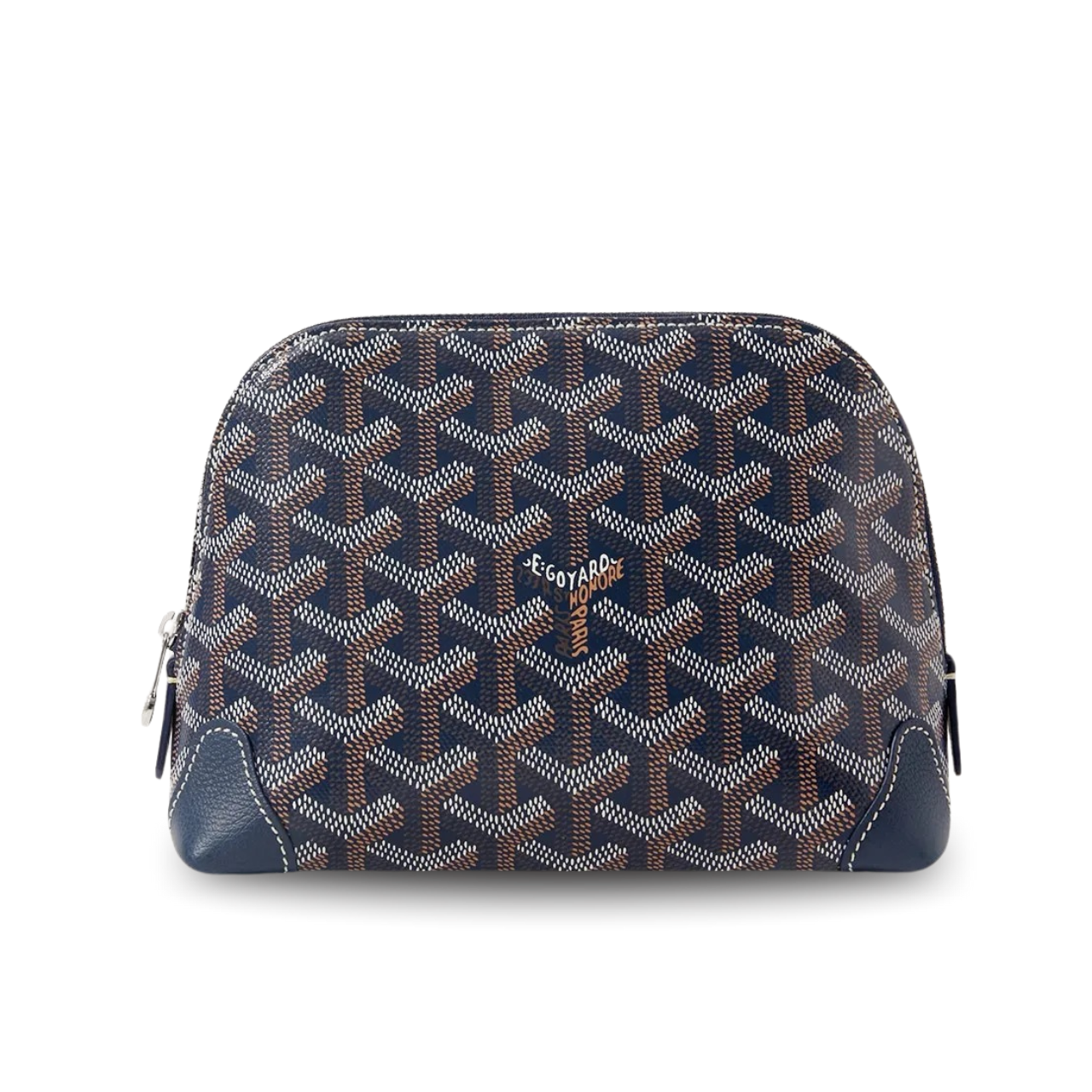 Goyard Vendôme Cosmetic Pouch 17cm Navy Goyardine Canvas And Calfskin Trim