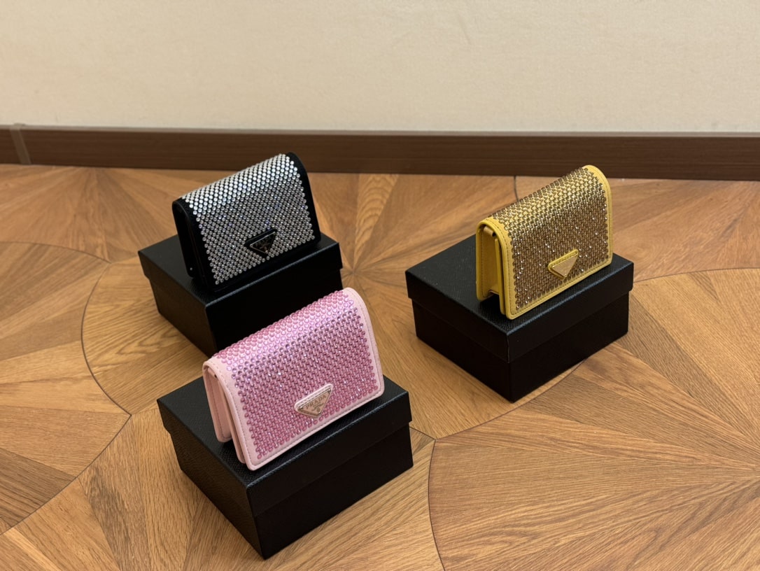 Prada Cardholder With Shoulder Strap And Crystals 13Cm