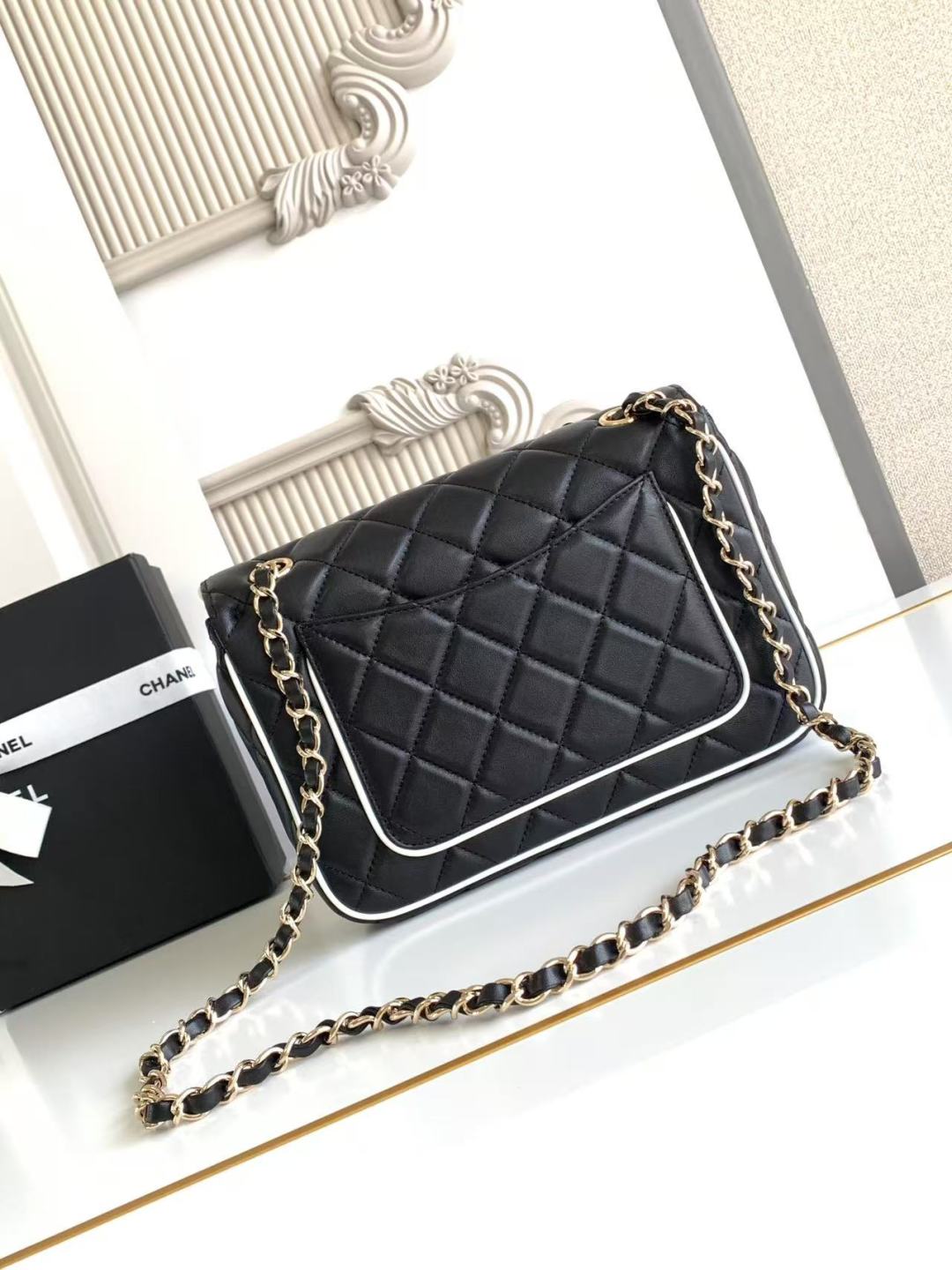 Chanel Small Graphic Frame Flap Bag Black 23cm