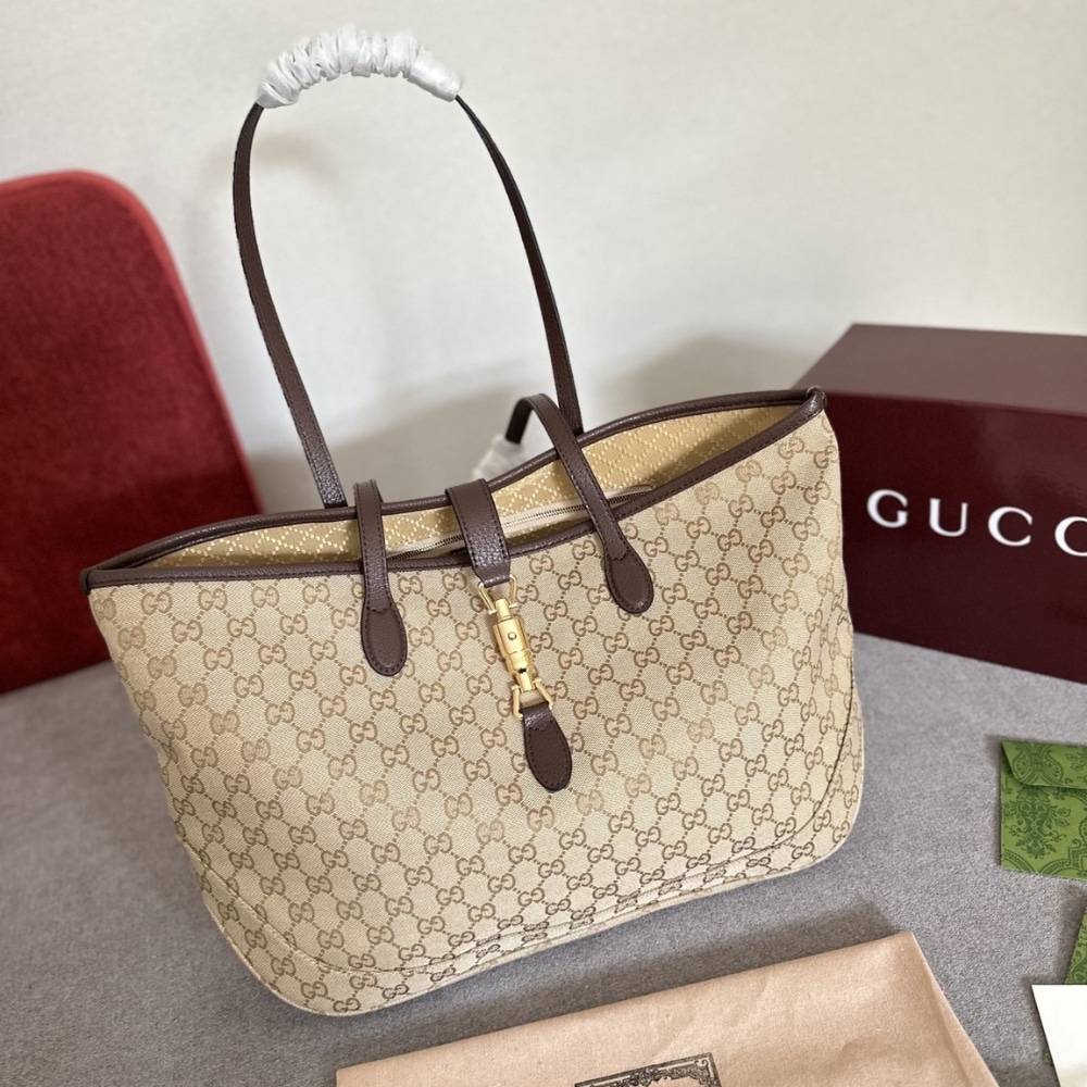 Gucci Jackie Large Tote Bag Sand And Dark Brown 45Cm 867014 FAFV2 9651