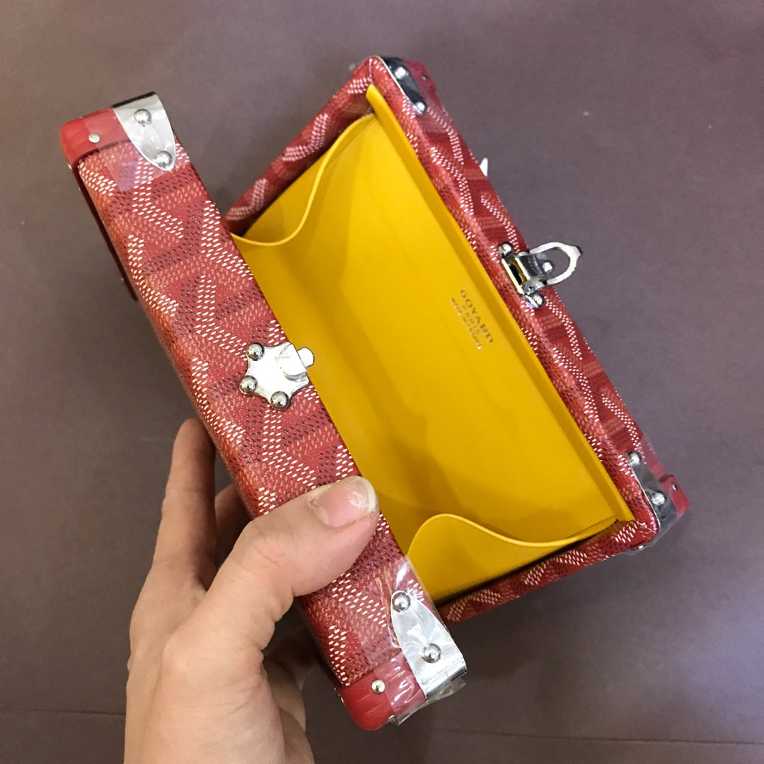 Goyard Minaudiere Trunk Bag 17Cm Red Canvas