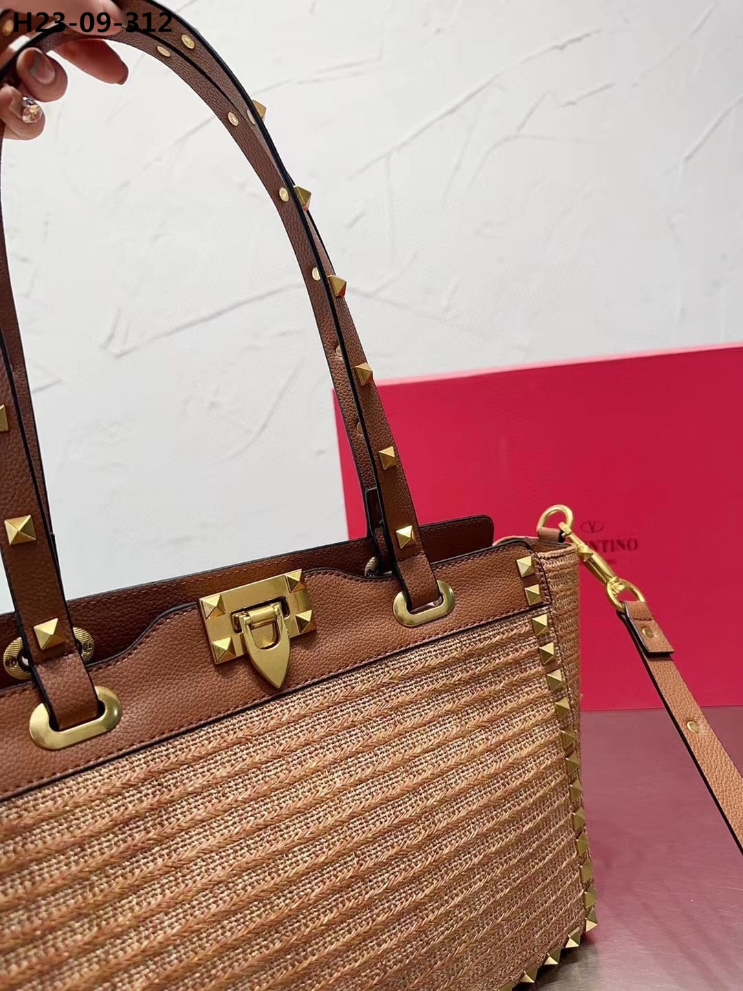 Valentino Rockstud Tote Bag Brown 28Cm