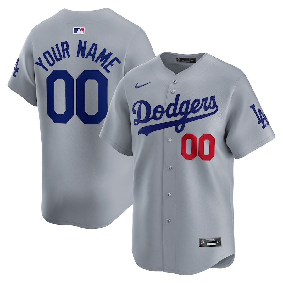 Los Angeles Dodgers Road Limited Custom Jersey  Gray